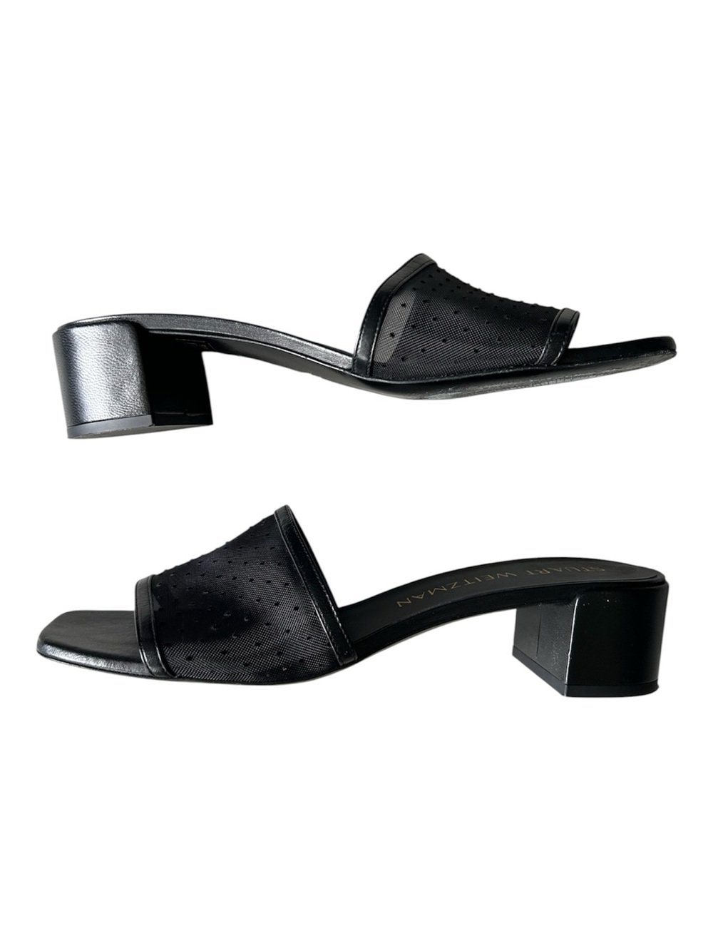 Stuart Weitzman Cayman 35 Block Heel Slide Sandals Black $425. Excellent Size 11 - Picture 5 of 9